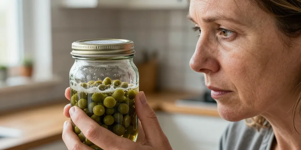 conserve de haricots verts avec dépôt blanchâtre