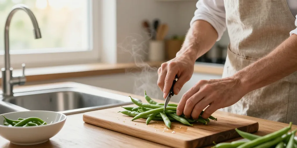 préparer des haricots frais
